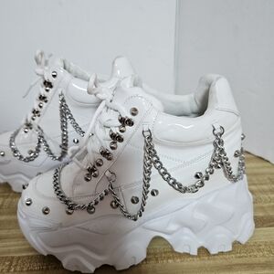 ANTHONY WANG Space Candy Platform Sneakers White 8.5 WTF Studs Chains Goth EUC